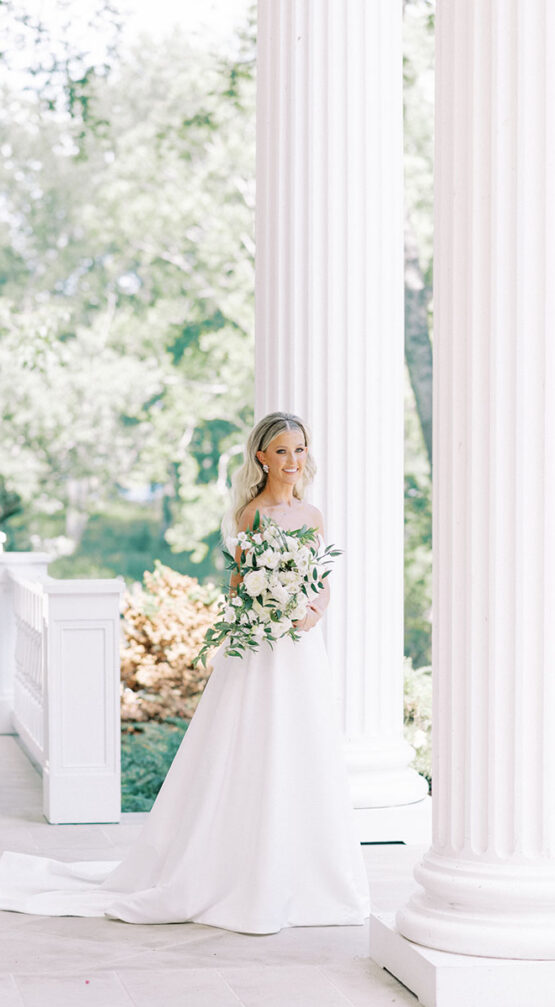 McKenna's Bridal Portrait on Front Porch of Estate