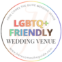 LGBTQ+ Friendly Wedding Venue badge from HereComesTheGuide.com