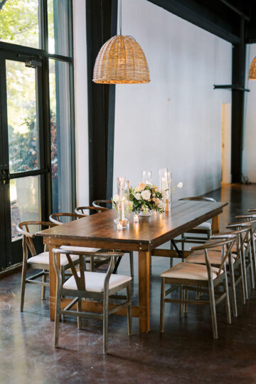 farm table seating in the lakeview event center