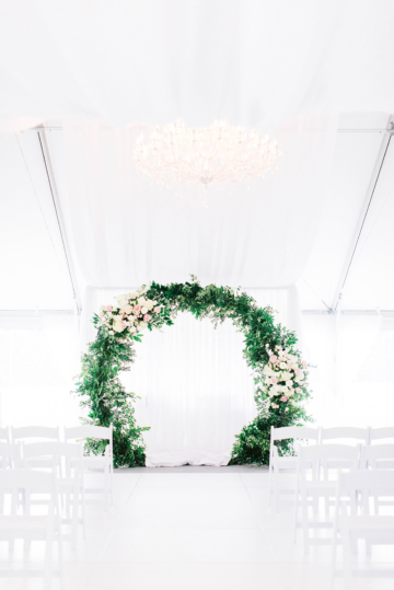 Greenery ceremony arch on Sunset Terrace