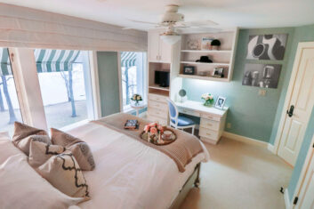 CDM Mansion_Dolly-Parton-Bedroom_2 Dolly Partin themed bedroom with soft teal walls