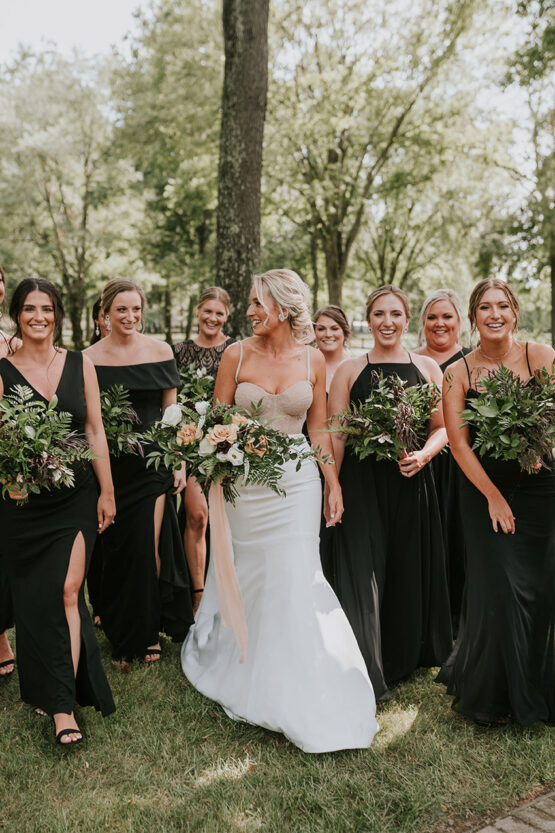 Caitlin Walking with Bridesmaids