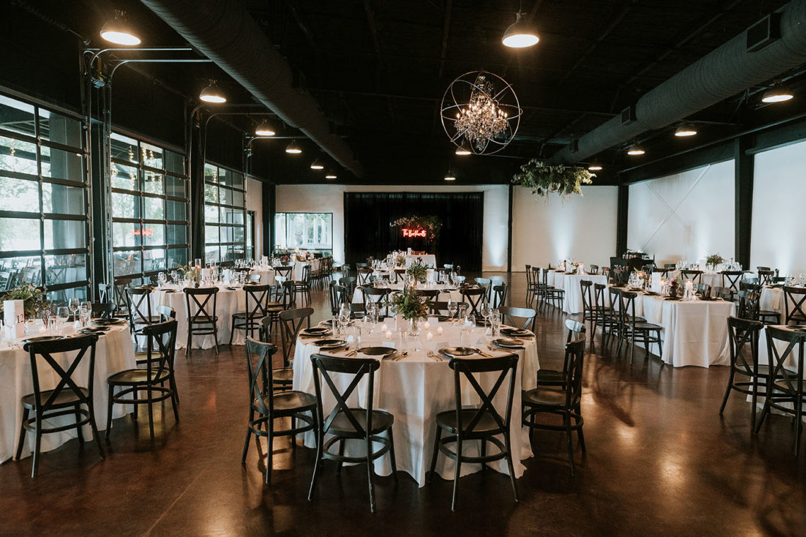 Eclectic Wedding Reception Setup in Lakeview Event Center