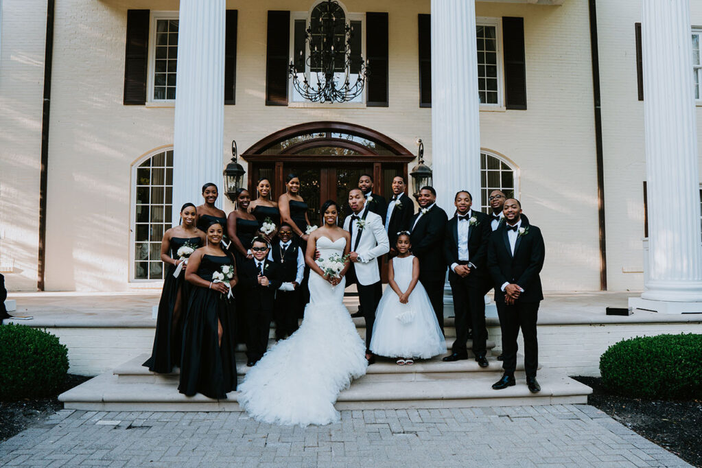 Danicia and Darin Posing with Wedding Party