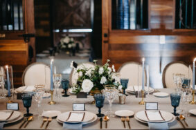 Rehearsal Dinner Table Setting inside the Carriage House Stables