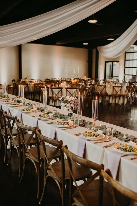 Wedding reception table inside Lakeview Event Center