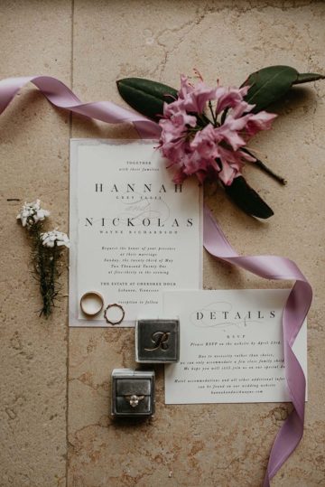 Hannah & Nicks whimsical invitation suite with lavender detailing