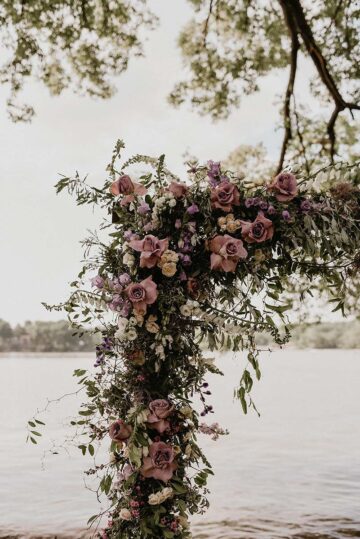 Wedding Ceremony Arch Florals upclose details shot