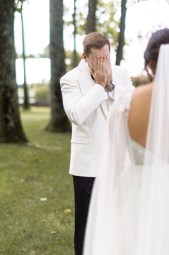 Bride and groom first look