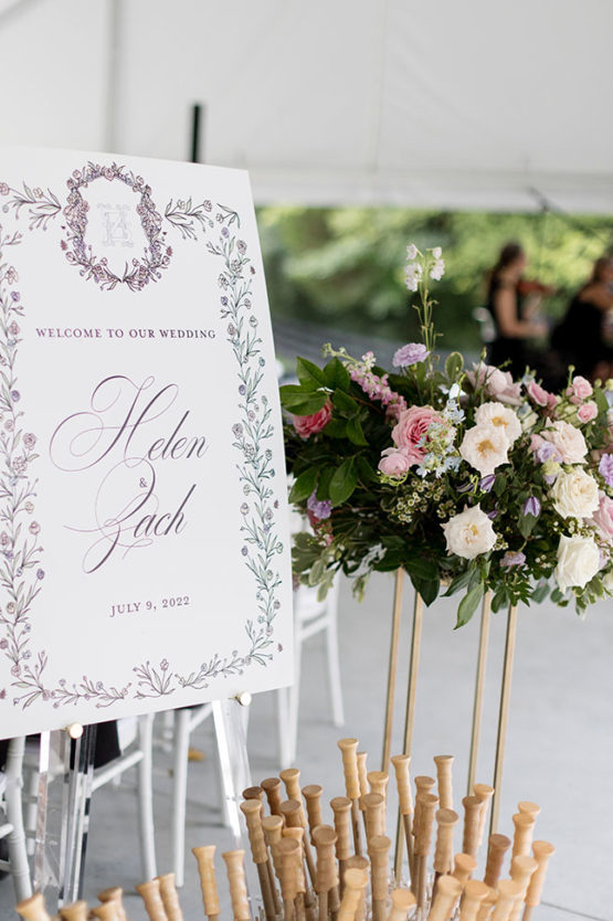 Romantic Wedding Ceremony Inspiration with Whimsical Florals and Signage