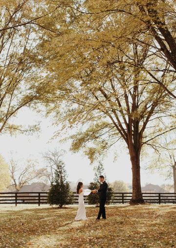 jessica and ben holding hands under the fall foiliage