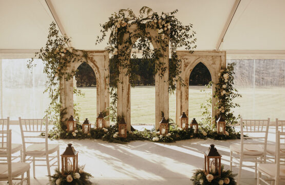 tented ceremony set up