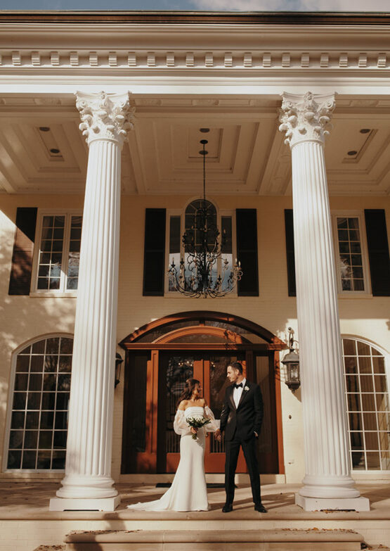 jessica and ben on the mansion veranda