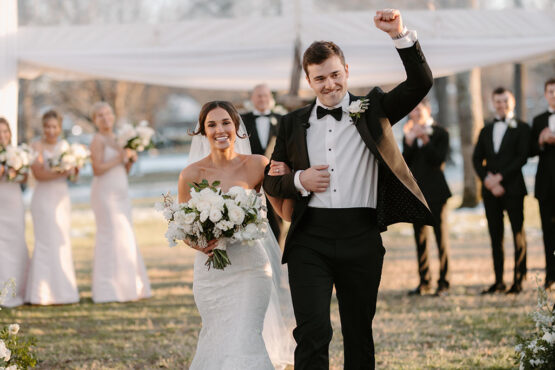 bride and groom celebrate after they say I do