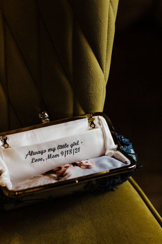 Personalized Clutch Purse Gift from Mother-of-the-Bride | Sentimental Embroidery with Wedding Date