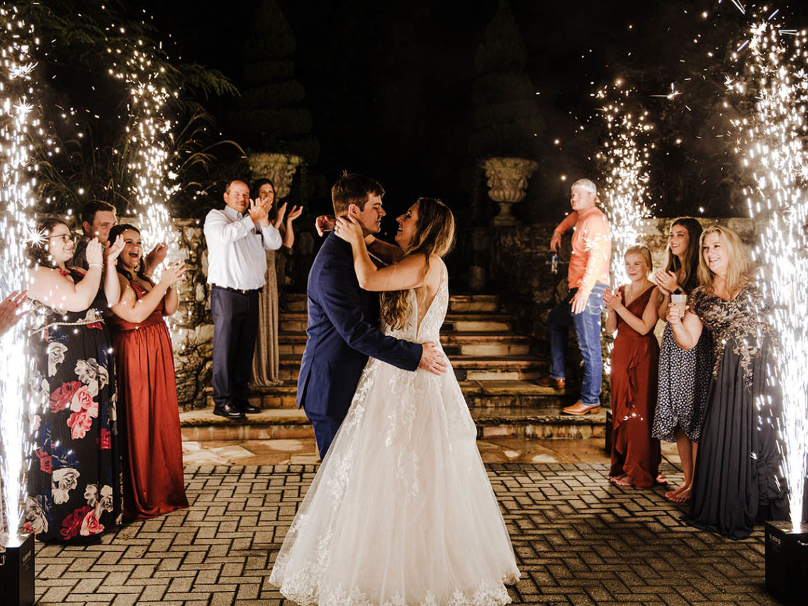 Bride and groom send-off with sparkler machines