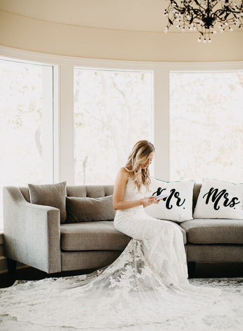 Bride Reading Note in Bridal Suite