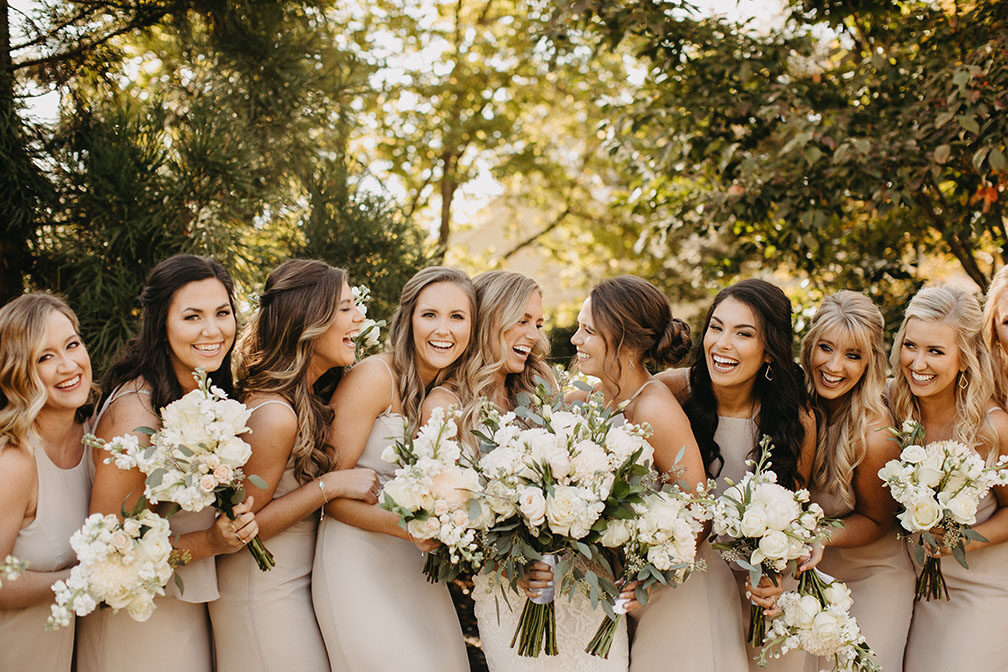 Kristen Laughing with Bridesmaids