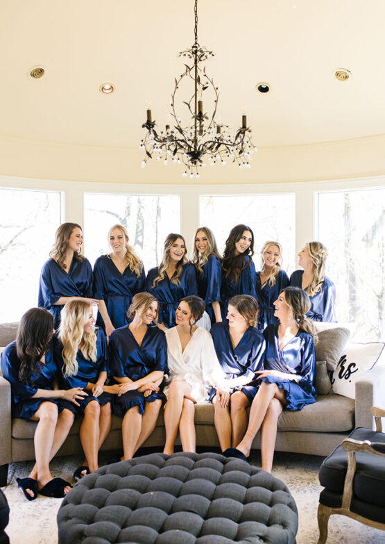 madison with her bridesmaids in the bridal suite