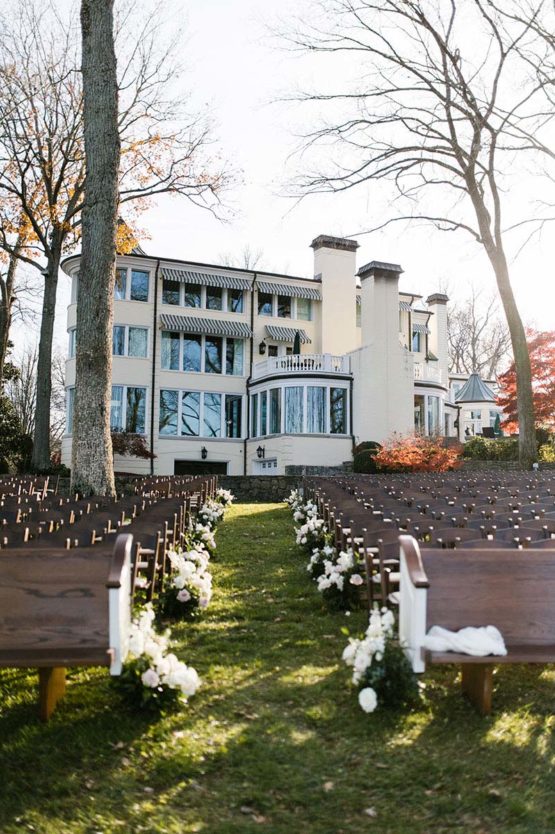 ceremony on the lakeside lawn