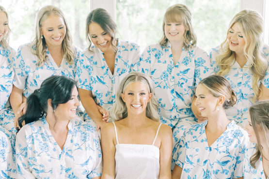McKenna and her Bridesmaids in Matching PJs Wedding Morning