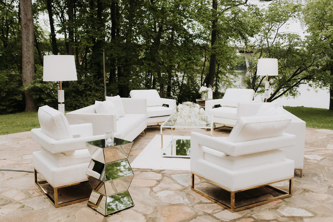 modern elegant white furniture lounge setup