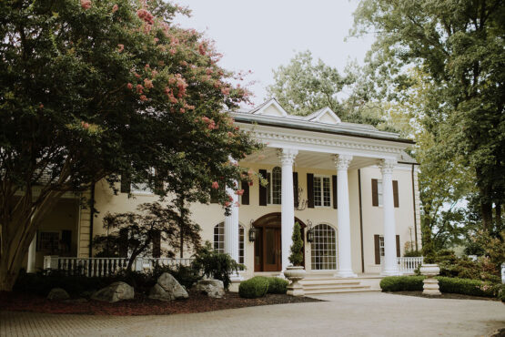 An exterior shot of the mansion
