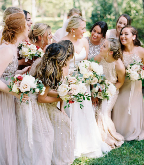 Bride Laughing with Bridesmaids